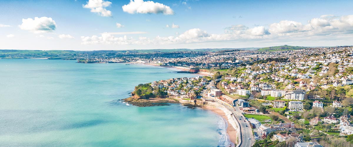 An aerial view over Torquay, known as the 'English Riviera', England